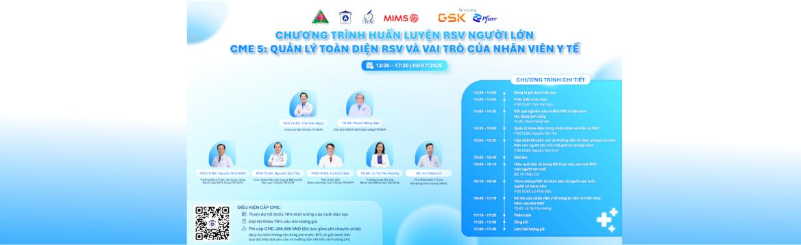 Chương trình huấn luyện RSV người lớn CME 5: Quản lý toàn diện RSV và vai trò của nhân viên y tế - ngày 04/07/2026